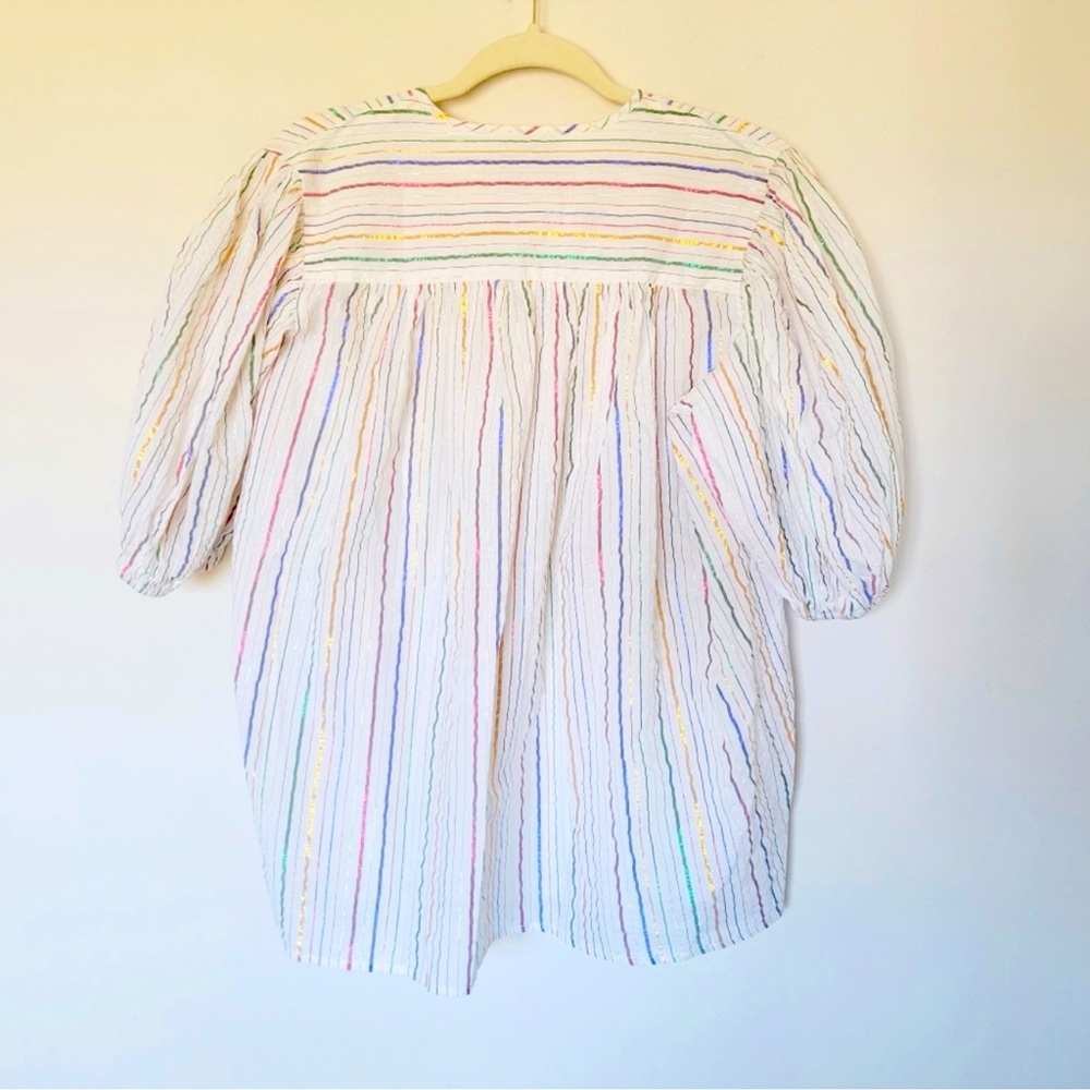 NEVER A WALLFLOWER White Metallic Striped Top - Picture 6 of 10